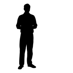 Obraz premium Minimalist Full-Body Silhouette of Man Standing Facing Forward Holding Object
