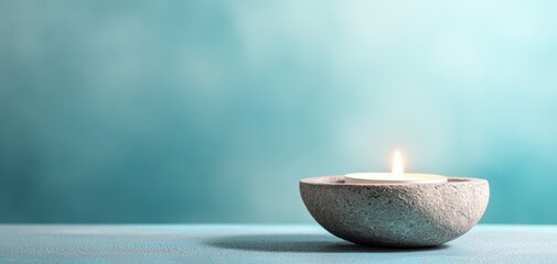 The tranquil candle illuminating a serene ambiance in a minimalist setting.