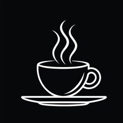 Tea or Coffee Cup Silhouette with Rising Steam

