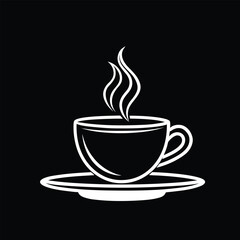Hot Coffee Cup with Steam – Simple Outline Icon