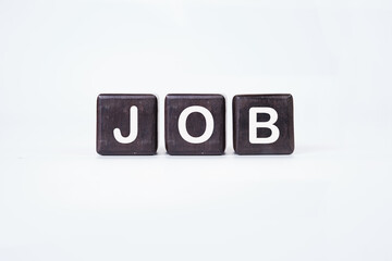 Job word on cubes, white background. business concept