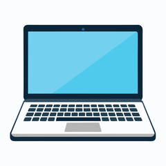 Open Laptop for Office and Online Work &ndash; Flat Vector Graphic