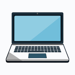 Portable Laptop Device with Keyboard &ndash; Flat Design Vector Art