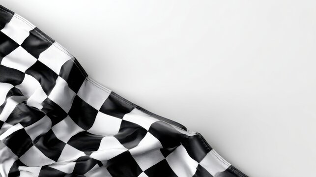 The checkered flag waving elegantly on a minimalist background