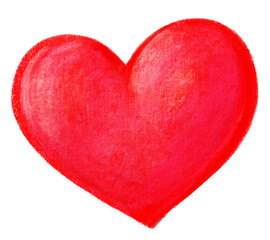 Heart illustration drawn with a red crayon isolated on white background
