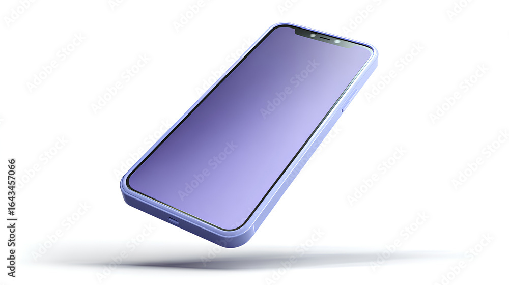 Poster a floating smartphone mockup with editable screen on white background