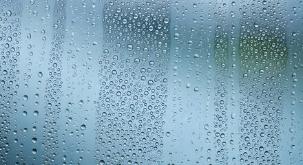 Condensation Pattern on Glass Pane Showing Varied Water Droplet Sizes