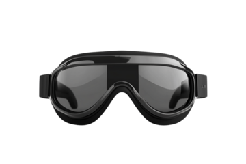 Sleek black retro aviator goggles isolated product shot on transparent background