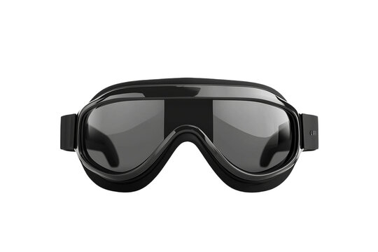 Sleek black retro aviator goggles isolated product shot on transparent background