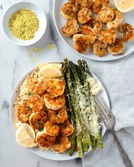 Crispy Shrimp with Asparagus and Couscous: A Delicious and Healthy Meal