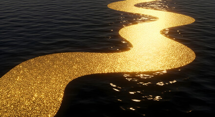 Golden River of Light on Dark Water