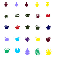 a set of nine different colored crowns