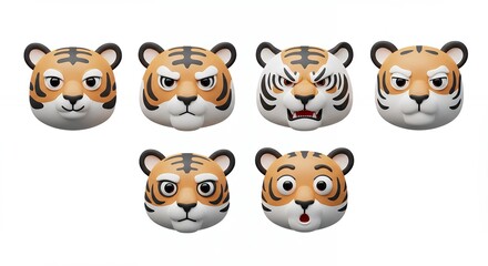Obraz premium Tiger heads variety of expressions