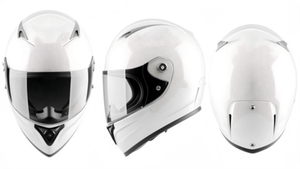 White motorcycle helmets carbon fiber isolated on a transparent background full face