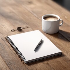 Blank notepad on wooden desk 2