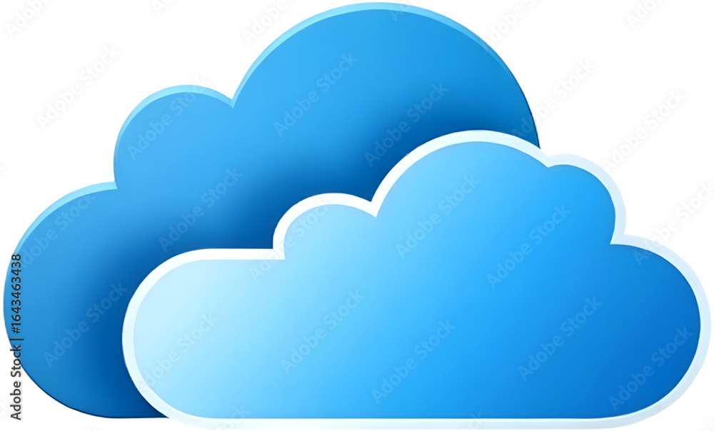 Poster simple blue clouds suggesting an online data storage and cloud computing. the clouds overlap and are
