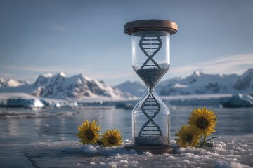 Hourglass with DNA, Arctic scene