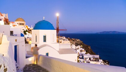 Fototapeta premium Evening view of Santorini village