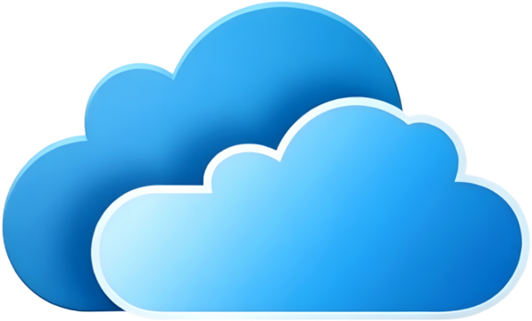Simple blue clouds suggesting an online data storage and cloud computing. The clouds overlap and are rendered in a gradient style with clean outlines