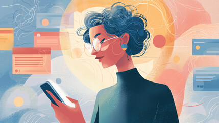 A person using their self-sovereign digital identity on their phone to control personal data.