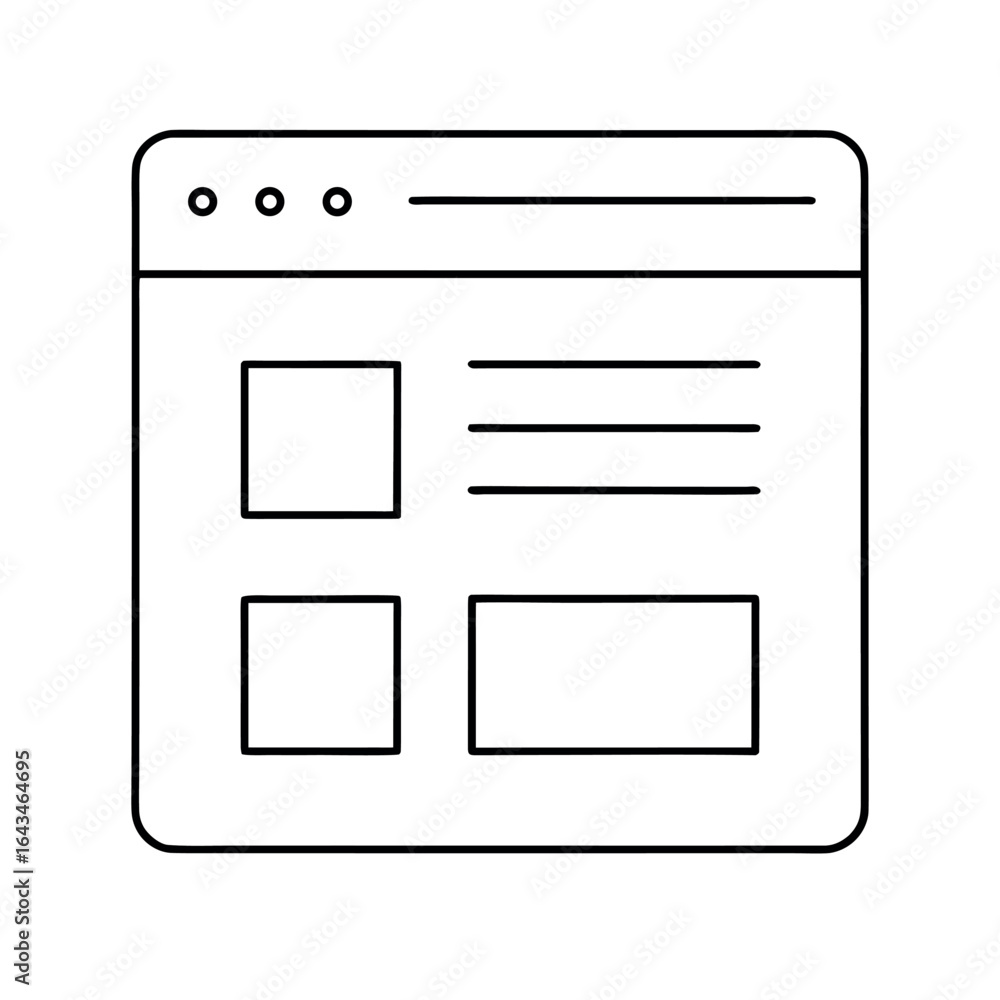 Poster minimalist line art website wireframe design featuring clean layouts and user interface elements