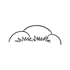 Minimalist Hand-Drawn Illustration of Bushes with Sharp Grass Blades