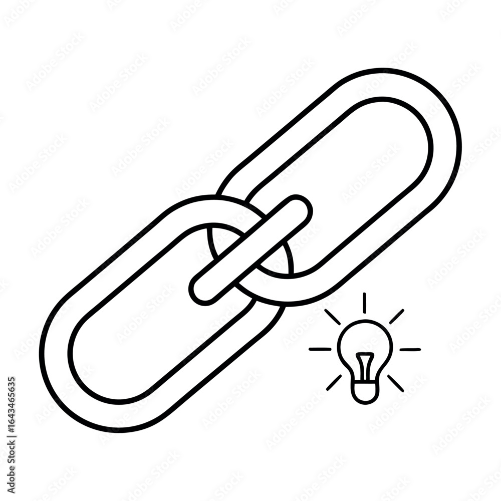 Poster minimalist line art representation of an innovation chain connecting elements with a clean modern ae