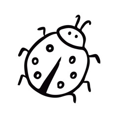 Cute Hand-Drawn Ladybug Illustration in Simple Black Line Art Style