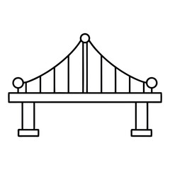 Minimalist line art illustration of a modern suspension bridge symbolizing innovation and connection