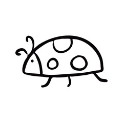 Simple Black and White Ladybug Drawing for Creative Design Projects