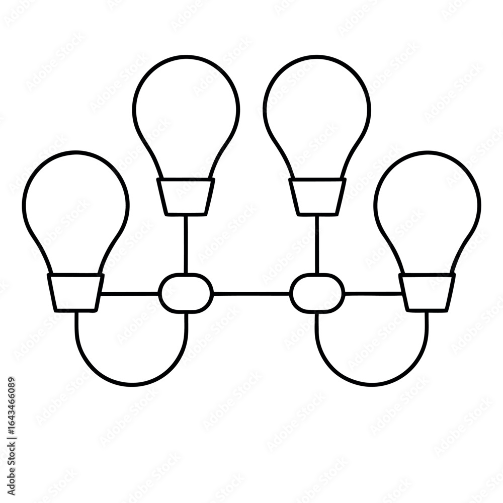 Poster minimalist line art depicting multiple ideas and concepts in a clean modern style