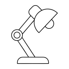 Minimalist line art illustration of a modern desk lamp with a simple geometric base and adjustable head