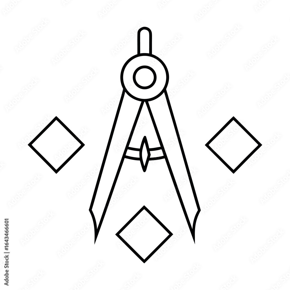 Poster minimalist line art compass design featuring classic navigation elements and geometric precision in 
