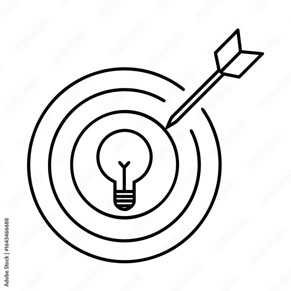 Poster minimalist line art of a dart hitting a target with precision and focus