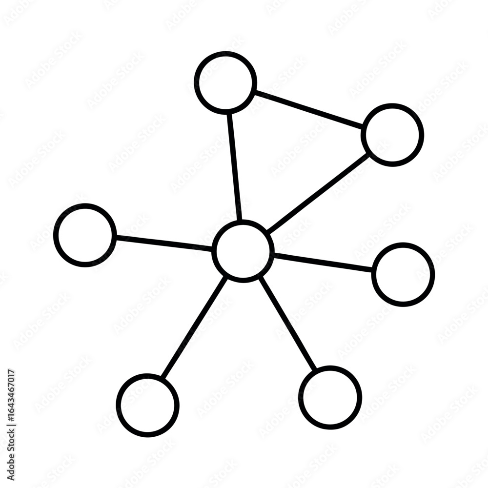 Poster minimalist line art illustration of interconnected abstract nodes and data points in a clean geometr