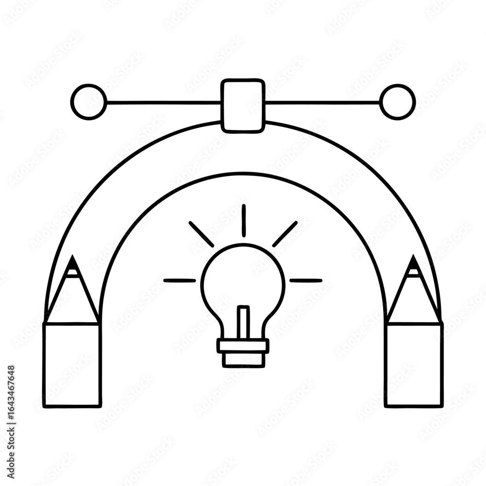 Poster minimalist line art archway design featuring a single architectural structure with clean lines and g
