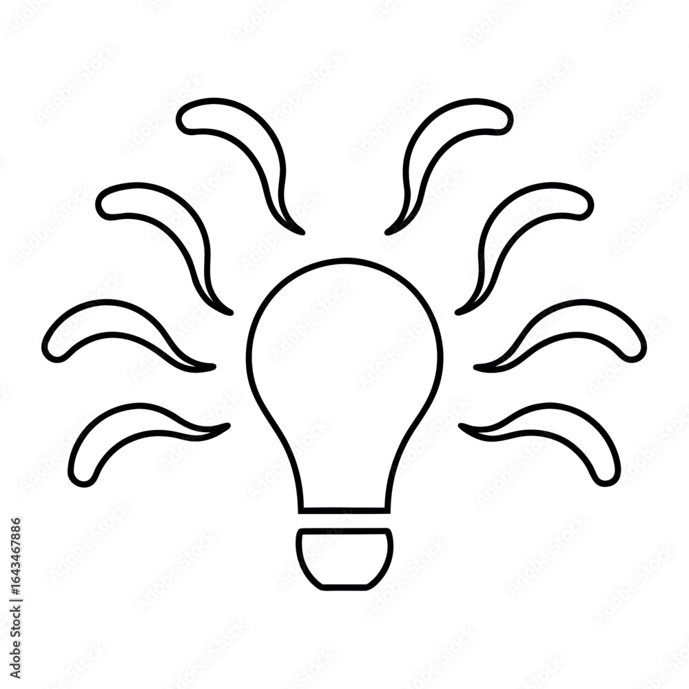 Poster minimalist line art depicting a brainstorming flow of ideas and creative thought processes in a clea