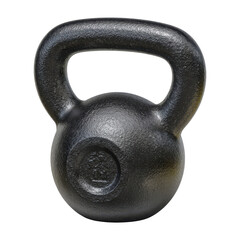 Fototapeta premium Black cast iron kettlebell isolated on transparent background, Strength training workout, Kettlebell with handle, Strength training and fitness.