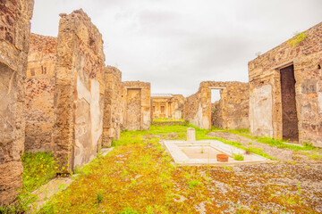 View of the historical ruins of Pompeii in Italy. Top destinations in Italy. Trip to Europe.
