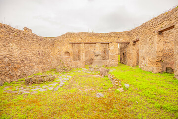 View of the historical ruins of Pompeii in Italy. Top destinations in Italy. Trip to Europe.
