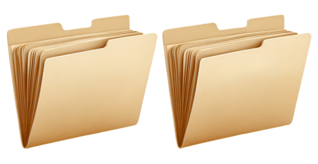 Two Beige Folder with Papers on white Background