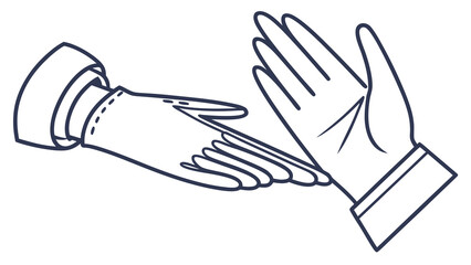 Obraz premium Two hands reaching out towards each other with elegant sleeves and a simple outline design style present