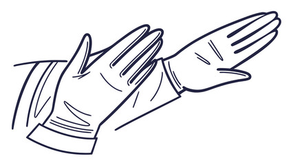 Obraz premium Illustration of two hands wearing elegant gloves with detailed line work and a minimalist design style
