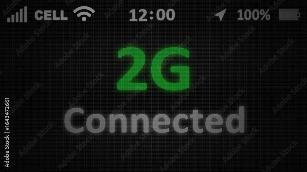 Poster 2g network connected seem on old display. 4k 60 fps. symbolizing advanced wireless internet connecti