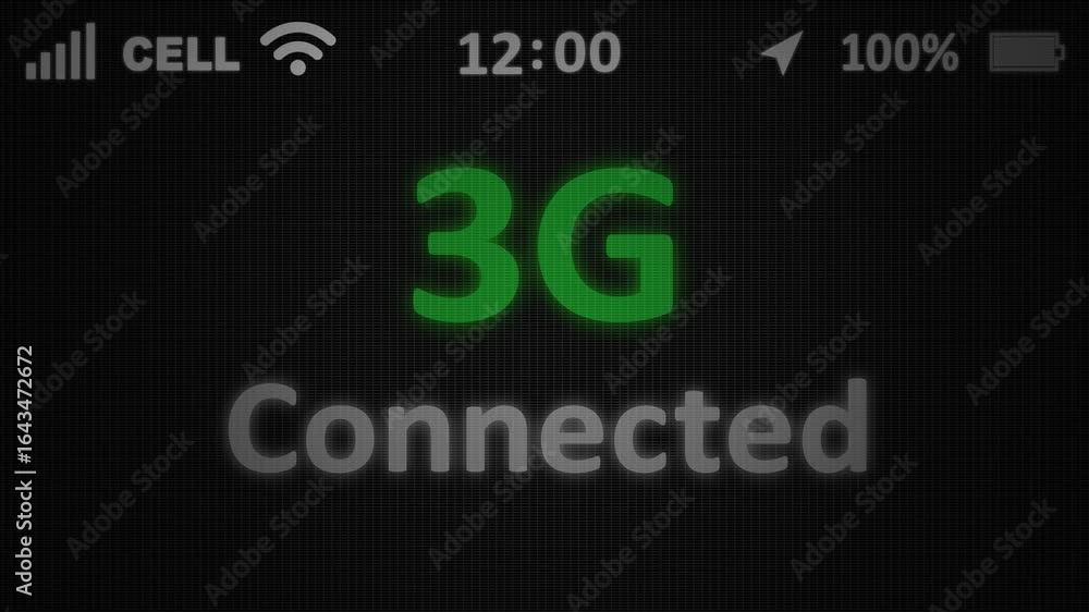 Poster 3g network connected seem on old display. 4k 60 fps. symbolizing advanced wireless internet connecti