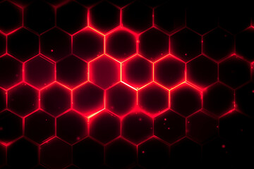 Glowing red hexagon background with dark contrast