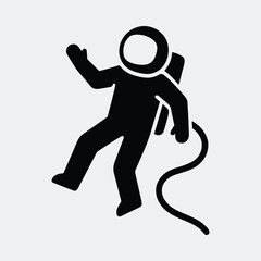 Silhouette astronaut floating in outer space minimalist vector illustration