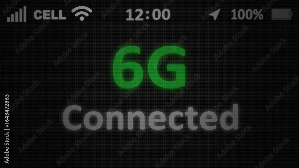 Poster 6g network connected seem on old display. 4k 60 fps. symbolizing advanced wireless internet connecti