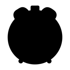 Silhouette of a classic twin bell alarm clock against a white background