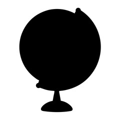 Black silhouette of a globe, classic school geographic tool on a stand